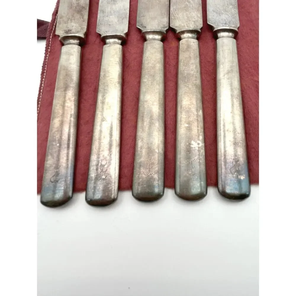 1847 Rogers Bros Silverplate Blunt Dinner Knives Set of 5 Triple Silver Plate